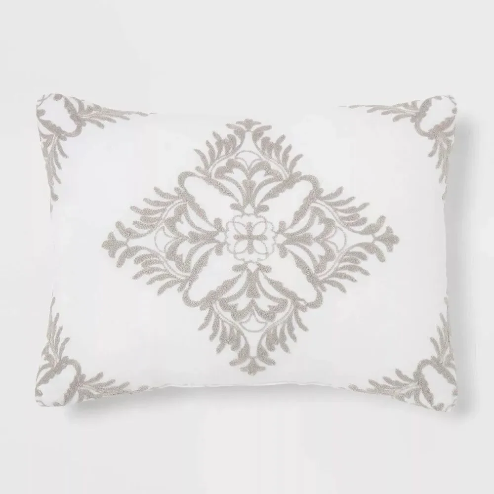 12x16 Decorative Pillow ONLY From Threshold Gray Pinch Pleat Comforter Set